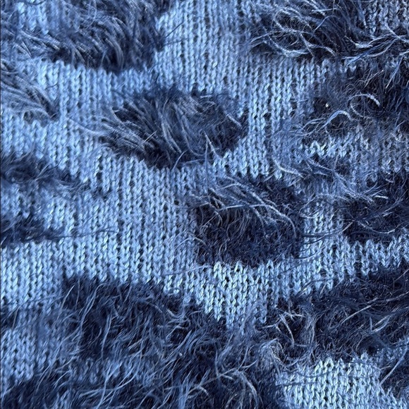 Boboli Stylish Girls Fuzzy Sweater Dress Blue Animal Print - Picture 4 of 5